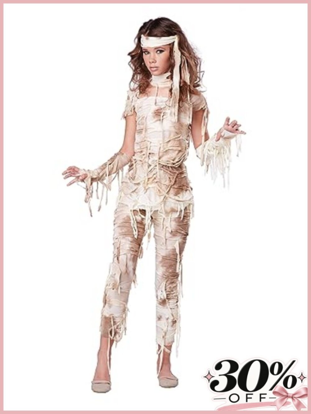 Mysterious Mummy Tween Halloween Costume 100% Polyester 5 Piece Set